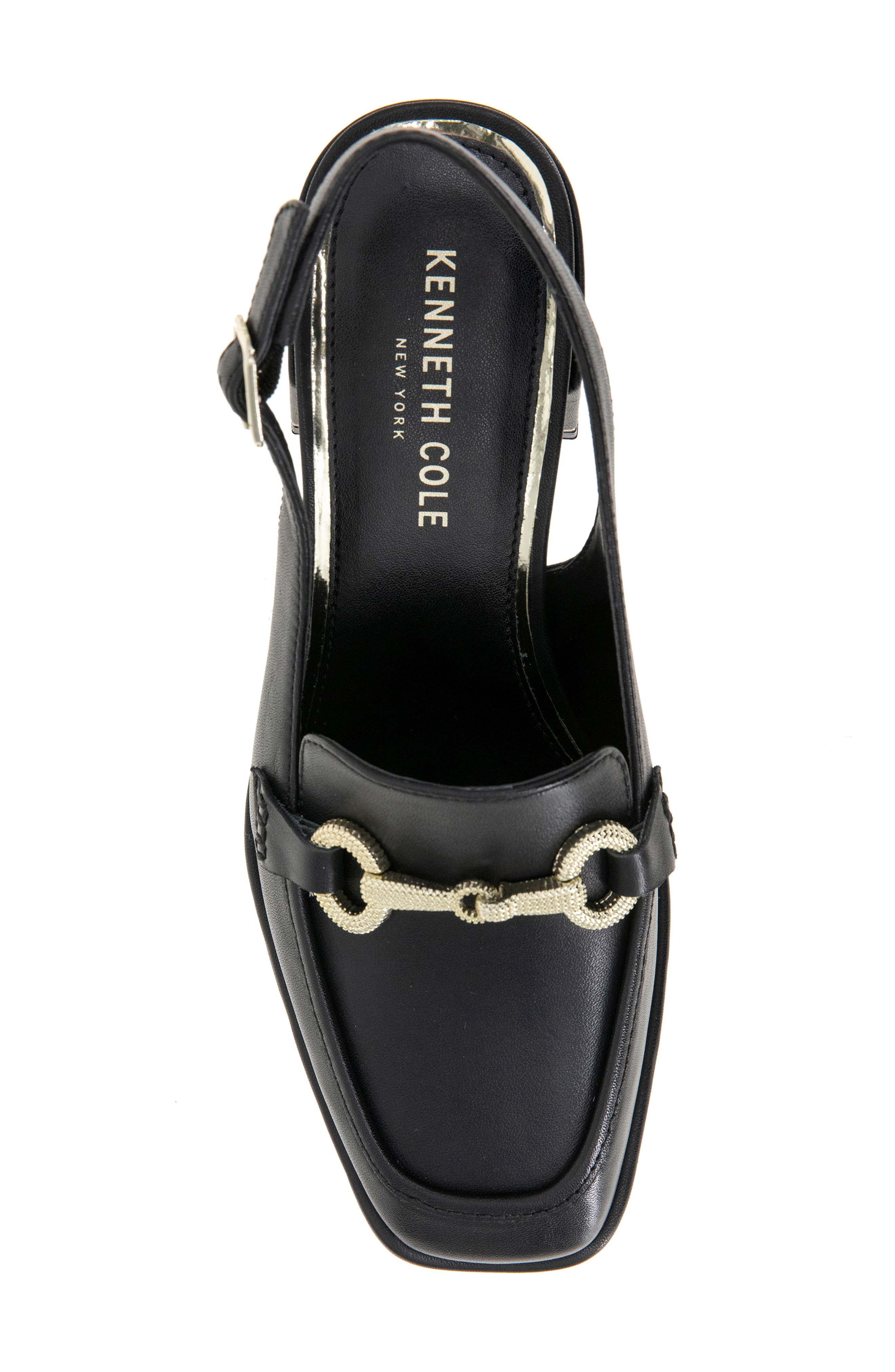 Kenneth Cole Elina Slingback Bit Loafer Pump, Alternate, color, Black Leather