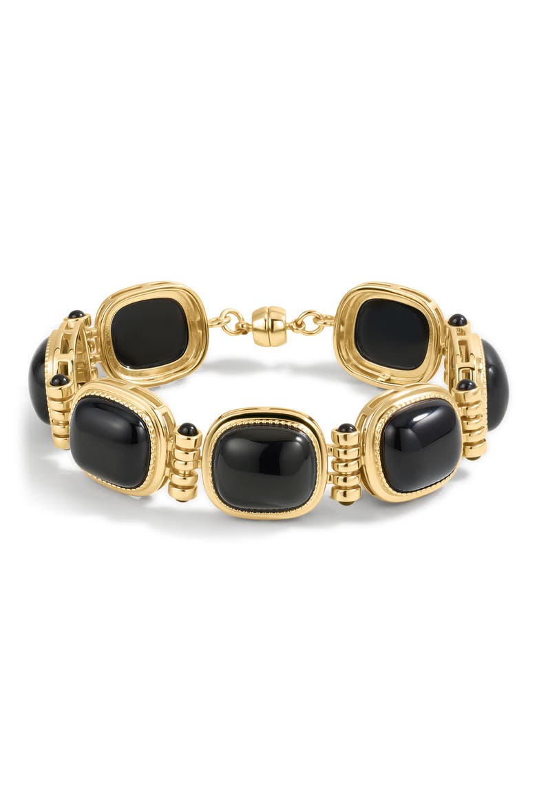 The Midnight Mesa Black Agate Bracelet, Main, color, GOLD