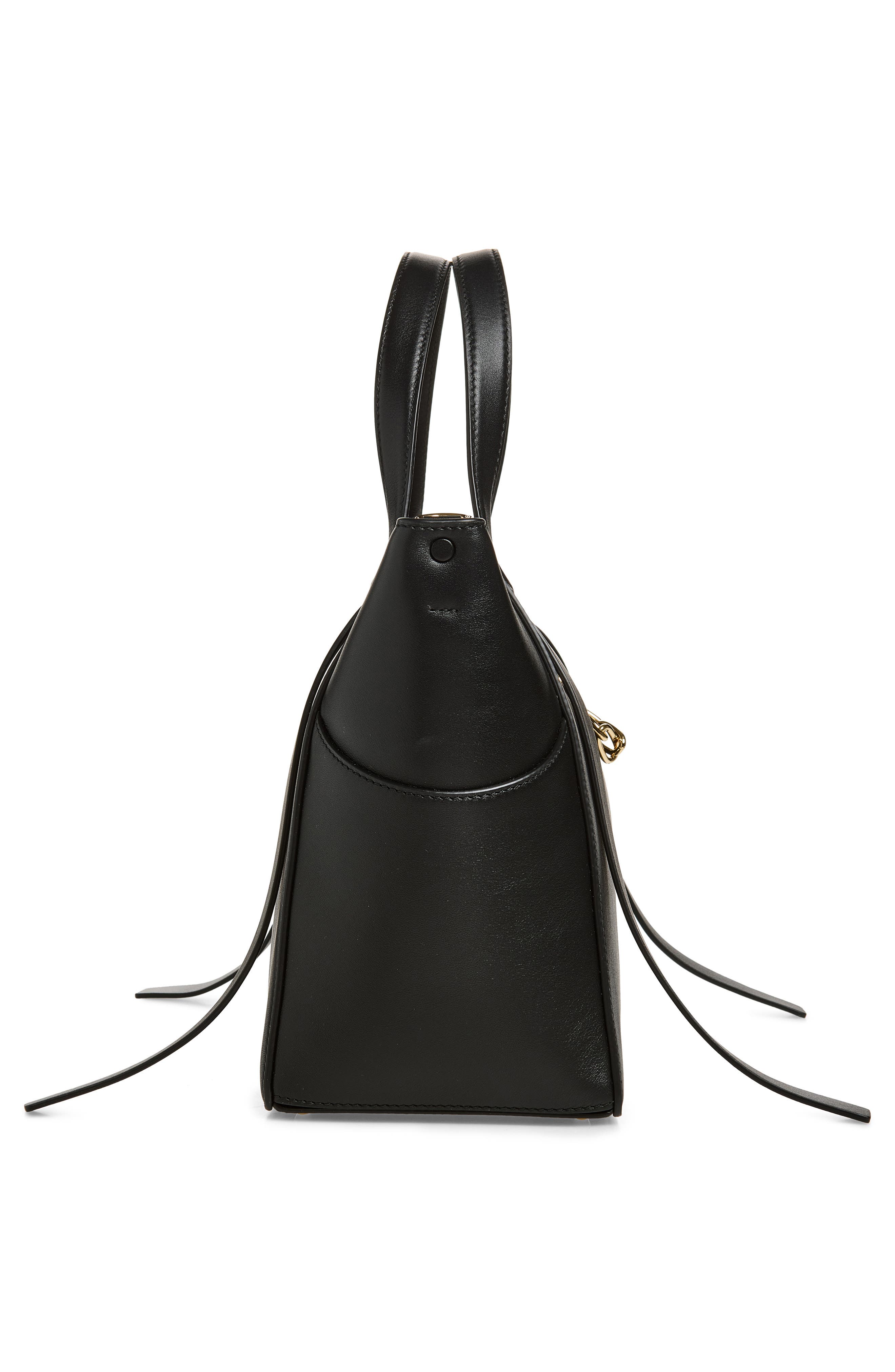 Small Facet Leather Tote, Alternate, color, 001-BLACK