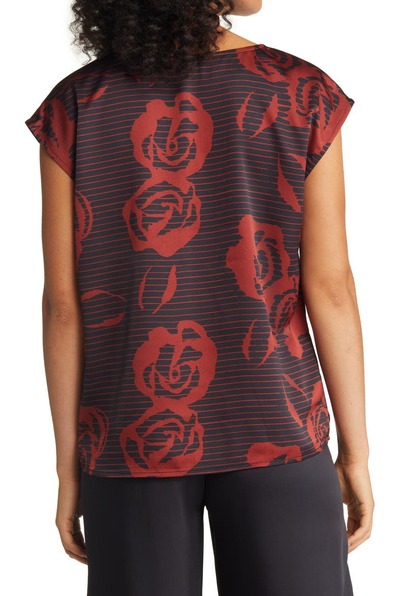 Women's Lace Trim Sleeveless Blouse, Alternate, color, BLACK- BURGUNDY ROSETTE STRIPE