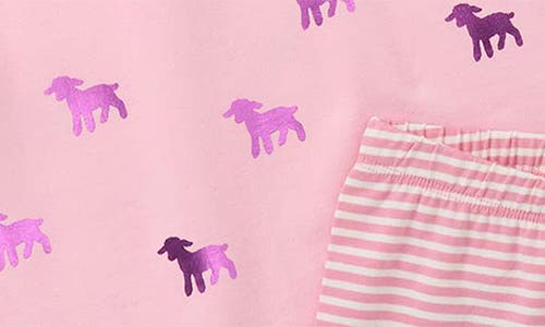 Hatley Lamb Print Long Sleeve Dress & Leggings Set In Pink