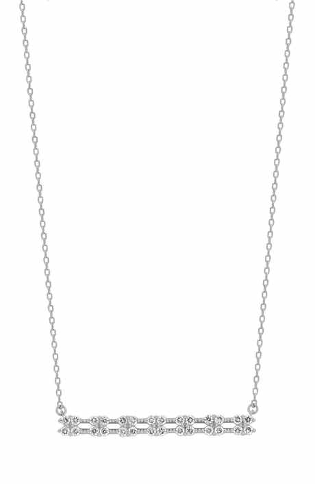 Audrey 18k Gold Diamond Bar Pendant Necklace