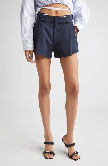 Alexander Wang High Waist Pleat Front Cotton Blend Drill