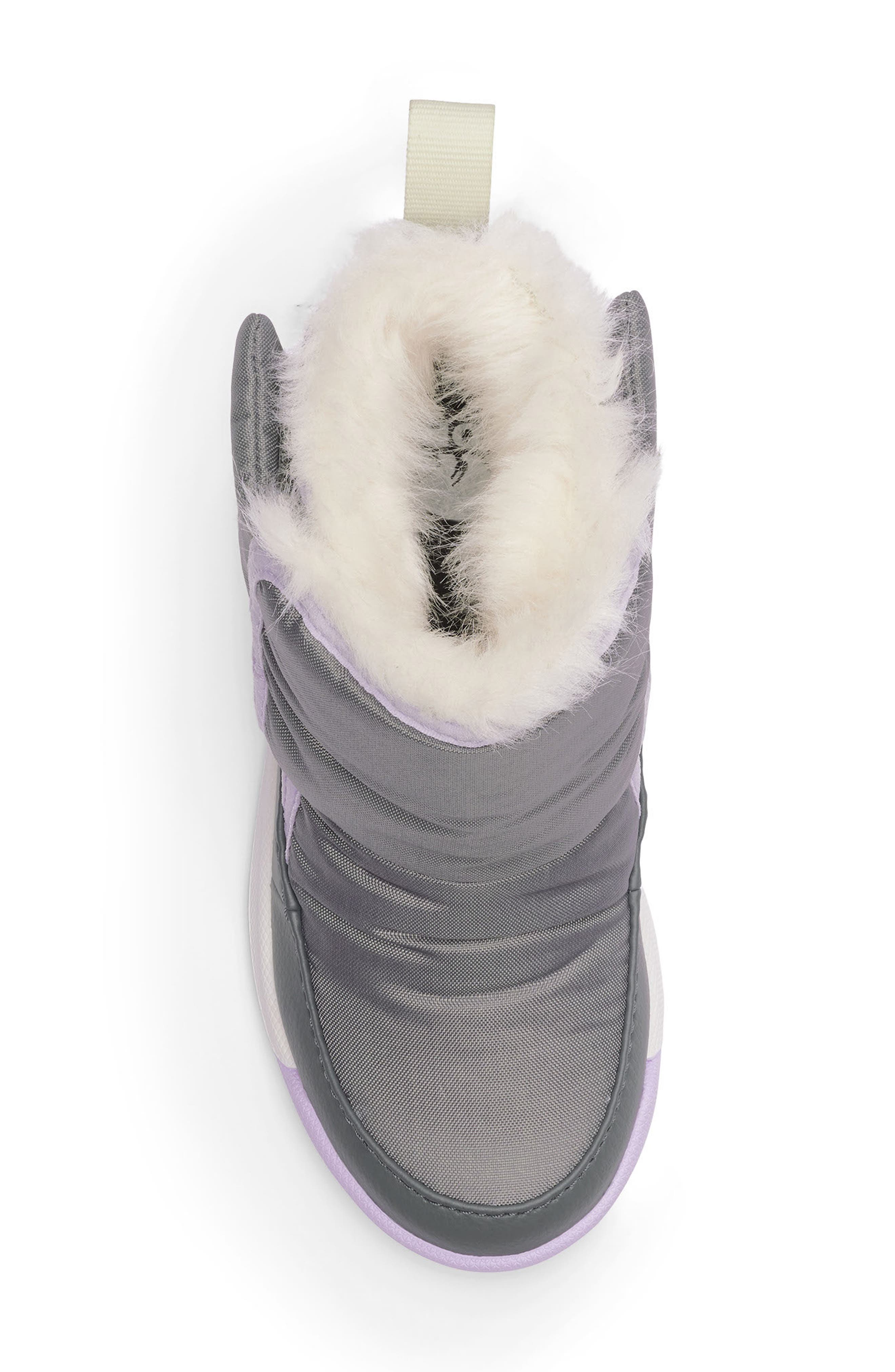 Kids' Whitney II Faux Fur Lined Waterproof Snow Boot, Alternate, color, QUARRY/ LAVENDER CLOUD