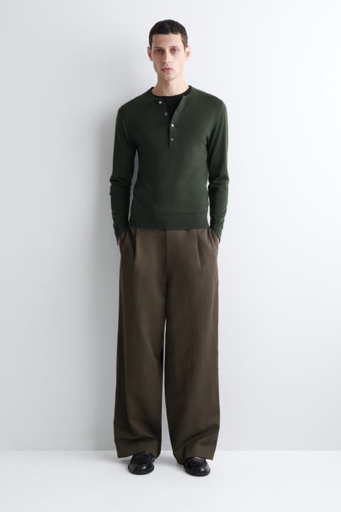 Linen-Blend Relaxed-Fit Wide-Leg Pants
