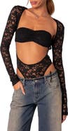EDIKTED Zoey Lace Two-Piece Bandeau & Bodysuit