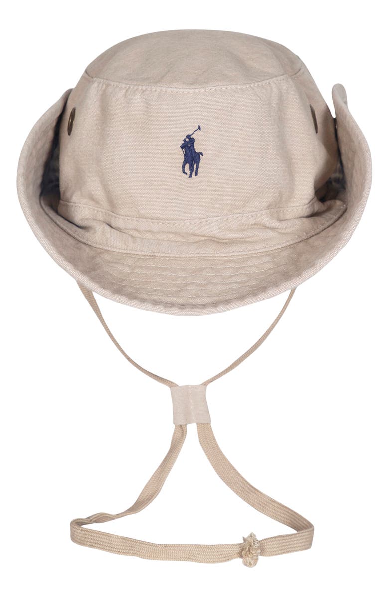 Polo Ralph Lauren Logo Embroidered Adjustable Bucket Hat, Alternate, color, Coastal Beige