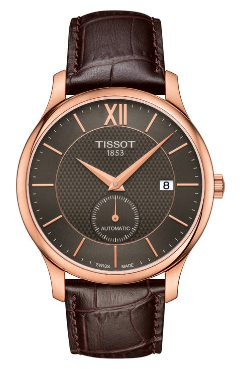 Tradition Automatic Leather Strap Watch, 40mm