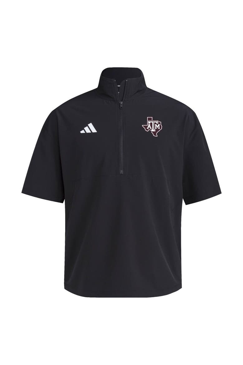 Men's adidas Black Texas A&M Aggies 2024 Half-Zip Short Sleeve Training Jacket, Alternate, color, Black
