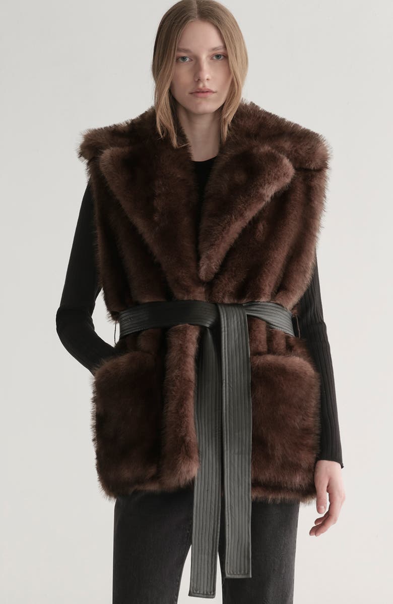A.L.C. Devon Oversize Faux Fur Vest, Alternate, color, Mink