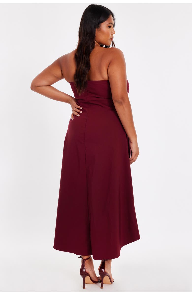 QUIZ Plus Size Crepe Bandeau Midi Dress, Alternate, color, Berry