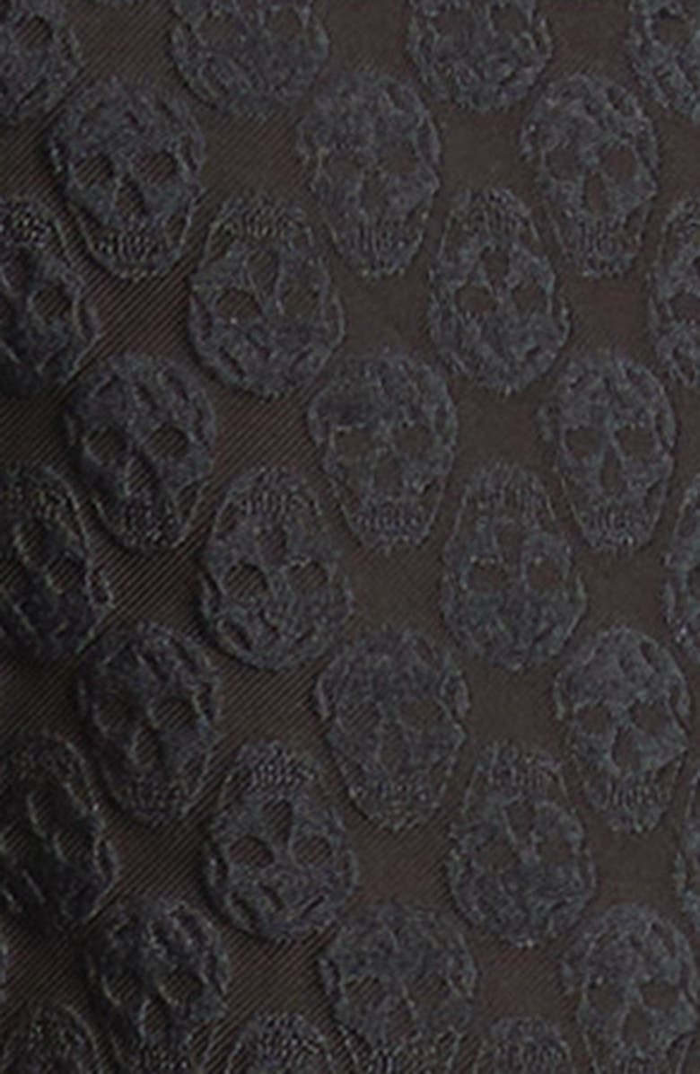 McQueen Skull Jacquard Satin Shorts, Alternate, color, Black/ Black