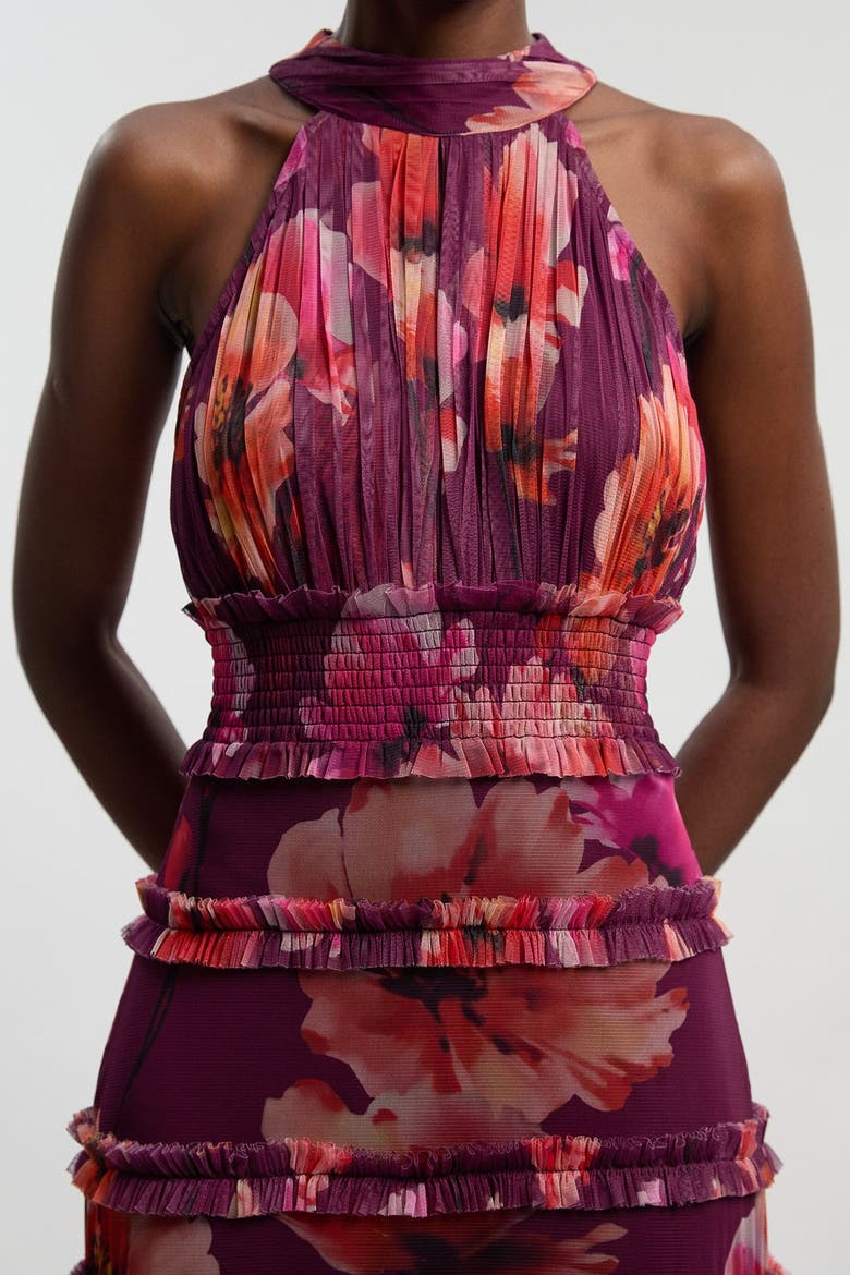 Floral Tulle Maxi Dress, Alternate, color, Purple