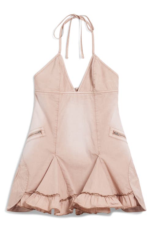 Desigual Ruffle Halter Cotton Minidress In Pink