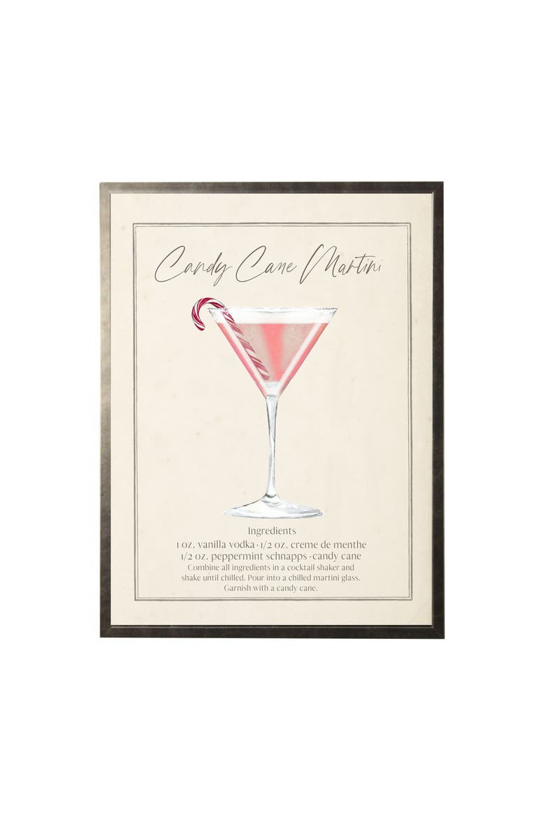 Watercolor Candy Cane Martini Cocktail and Recipe, Main, color, Ivory / Red