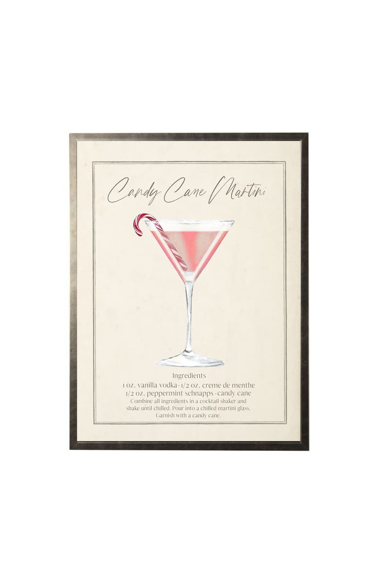 Antique Curiosities Watercolor Candy Cane Martini Cocktail and Recipe, Main, color, Ivory / Red