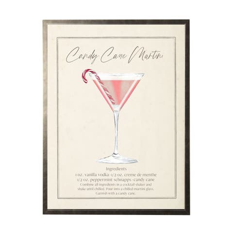 Watercolor Candy Cane Martini Cocktail and Recipe