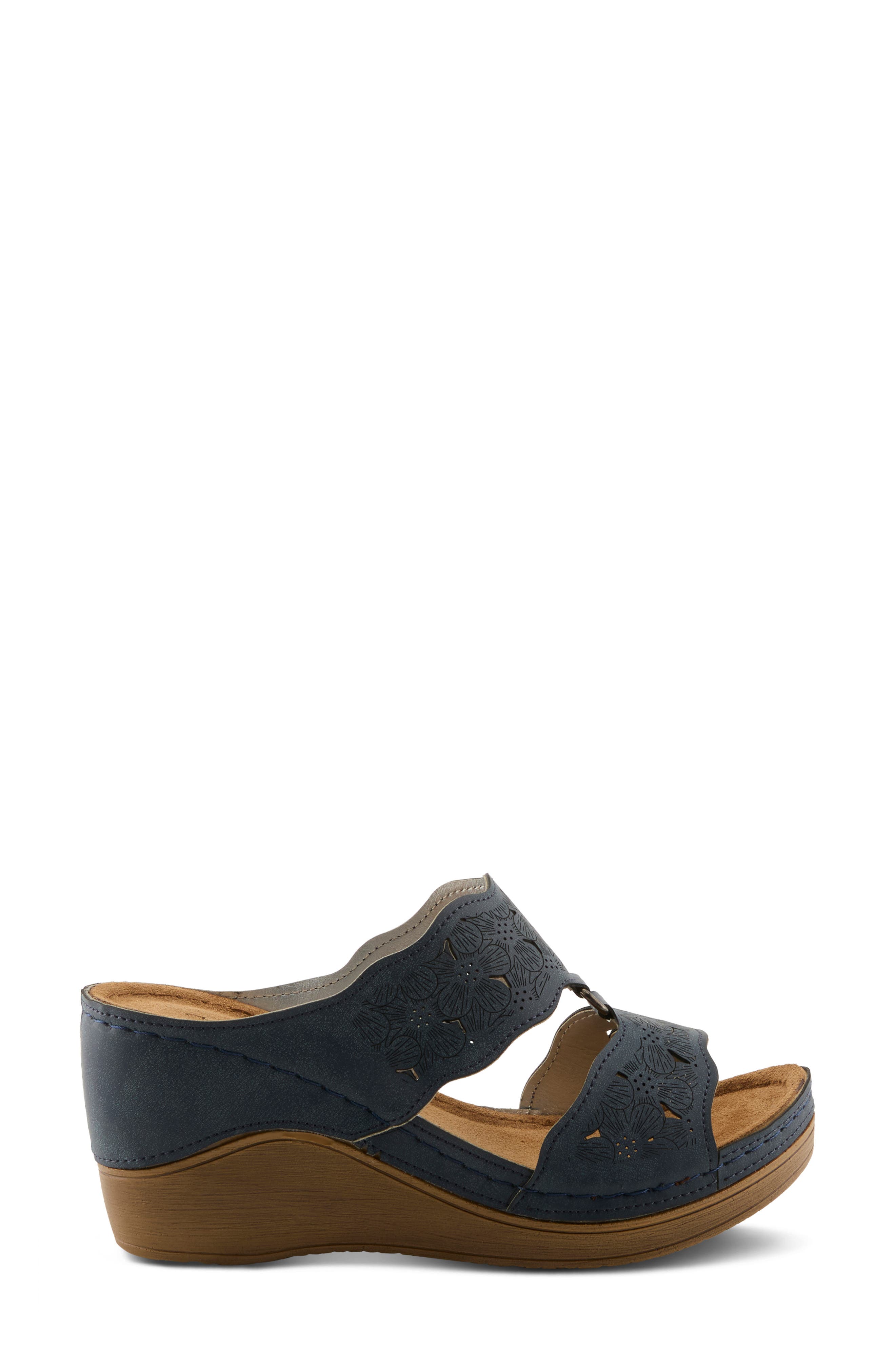 Flexus by Spring Step Dreiser Platform Wedge Slide Sandal, Alternate, color, Navy