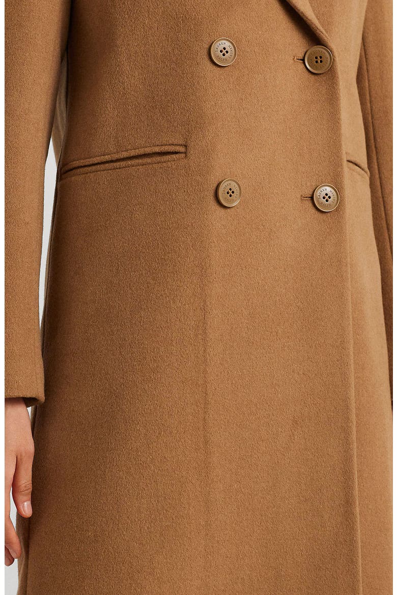 Double Breasted Wool Blend Reefer Coat, Alternate, color, NEW VICUNA