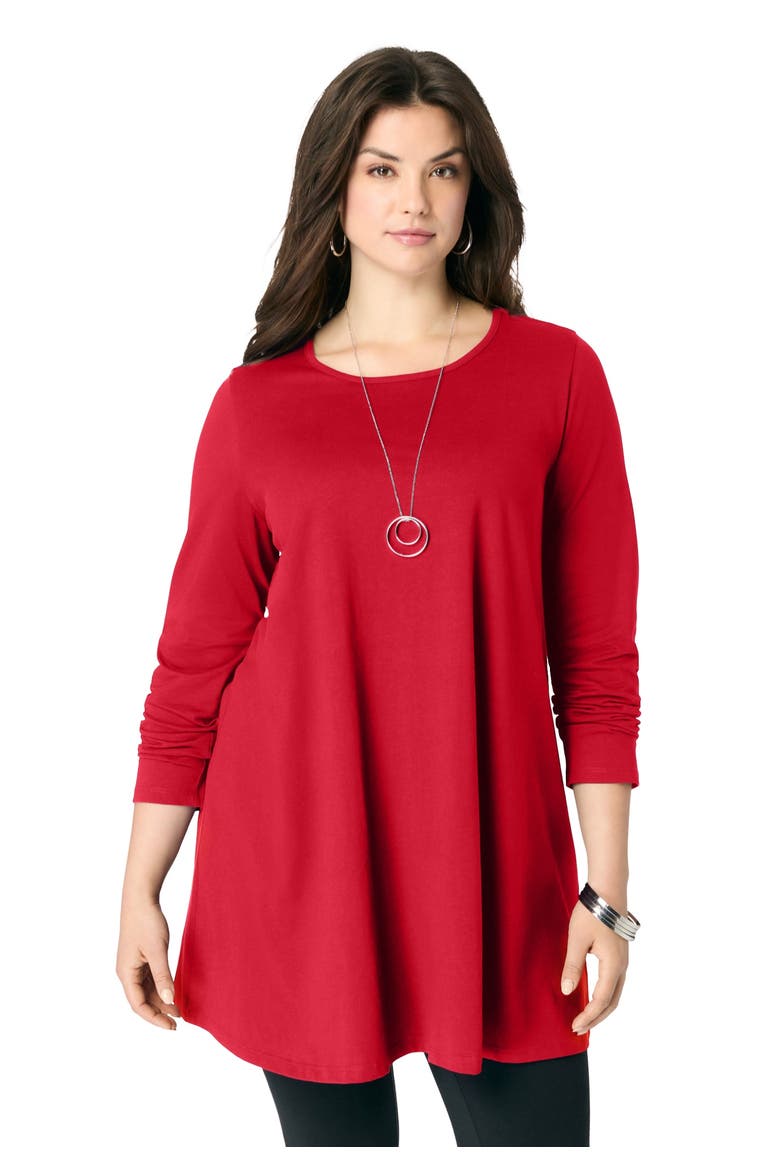Ultimate Long Sleeve Crewneck Swing Tunic, Main, color, CLASSIC RED