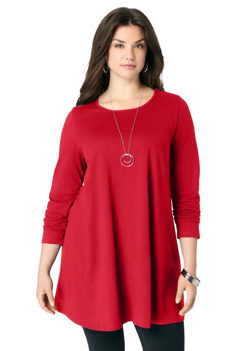 Ultimate Long Sleeve Crewneck Swing Tunic (Plus)