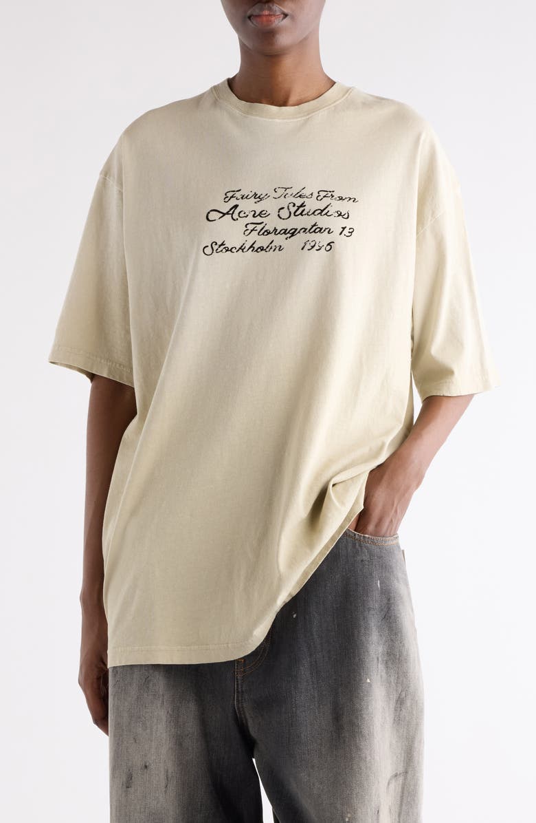 Acne Studios Edra Fairy Tale Logo Graphic T-Shirt, Main, color, Oat Beige