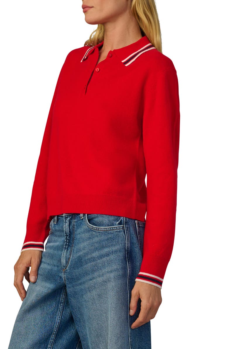 Joe's Jeans Tipped Cashmere Polo Sweater, Alternate, color, Cherry Red