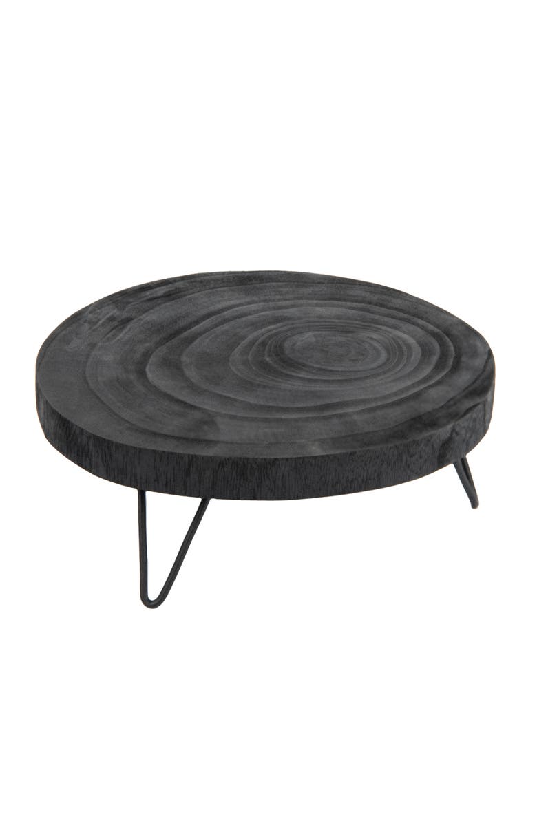 Storied Home Decorative Paulownia Wood Pedestal, Black, Main, color, Black