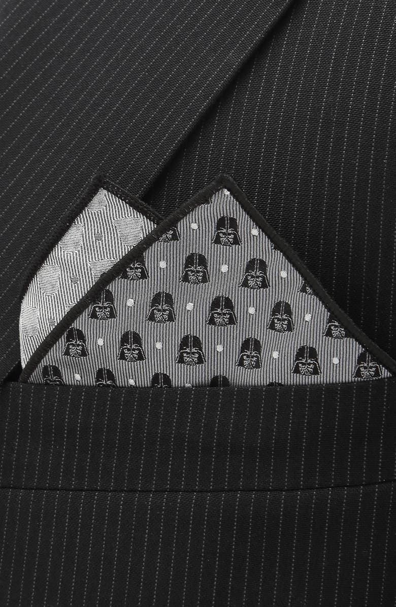 Cufflinks, Inc. Darth Vader Dot Silk Pocket Square, Alternate, color, Gray