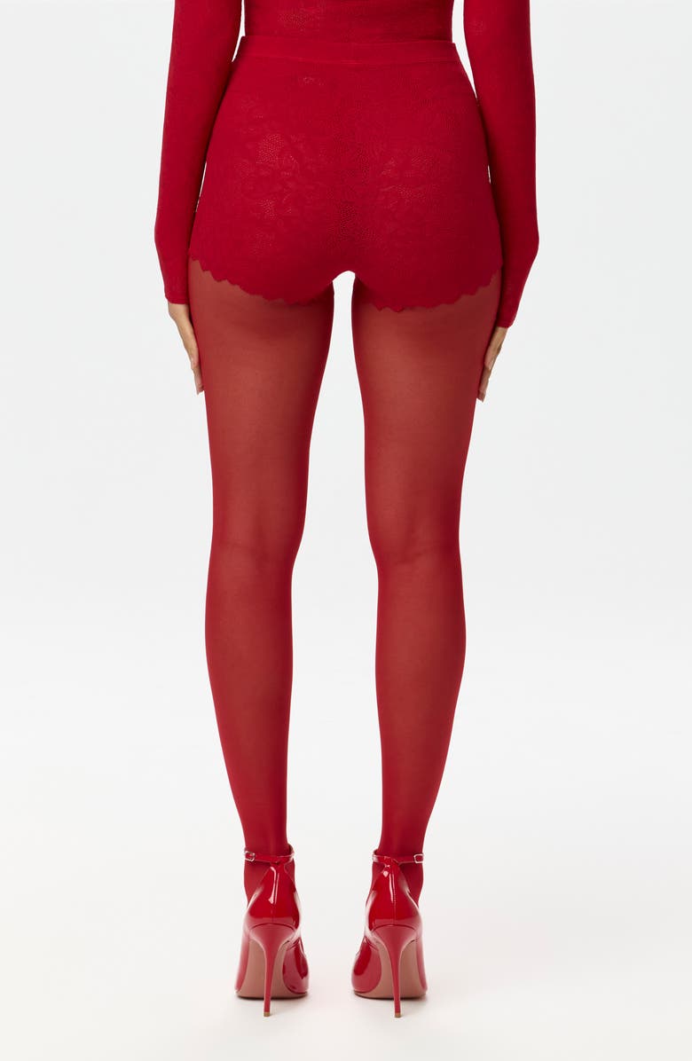 Naked Wardrobe Scallop Hem Stretch Lace Shorts, Alternate, color,