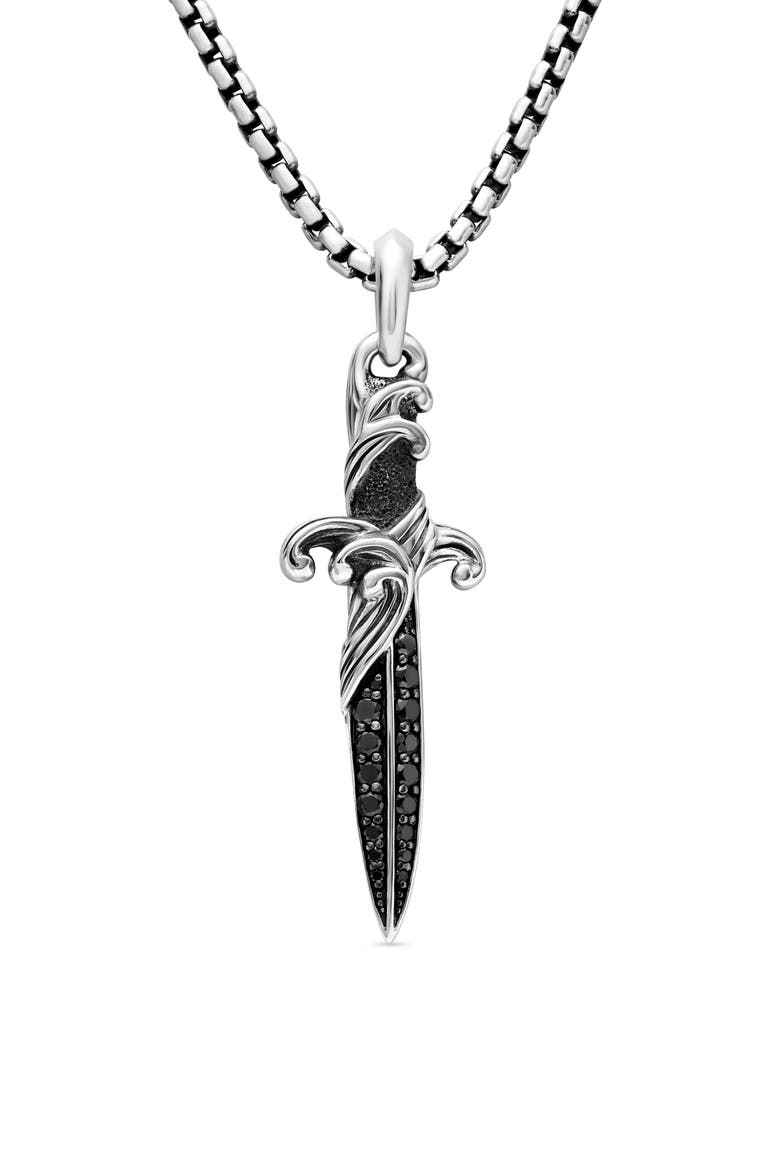 Waves Dagger Amulet with Black Diamonds, Main, color, BLACK