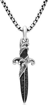 David Yurman Waves Dagger Amulet with Black Diamonds