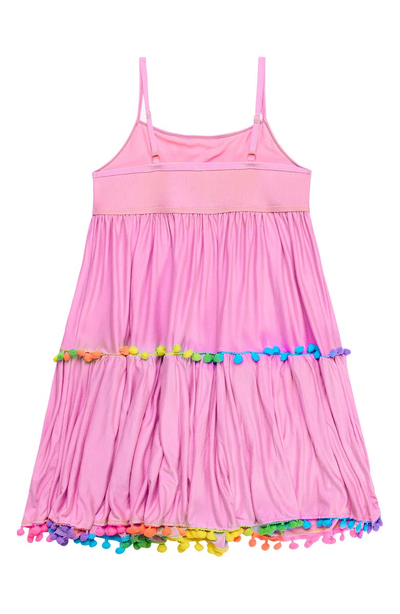 Beach Lingo Kids' Pom Trim Tiered Cover-Up Sundress, Alternate, color, Light Purple