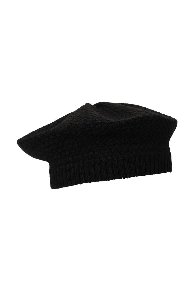 Basket Knit Beret, Alternate, color, Black