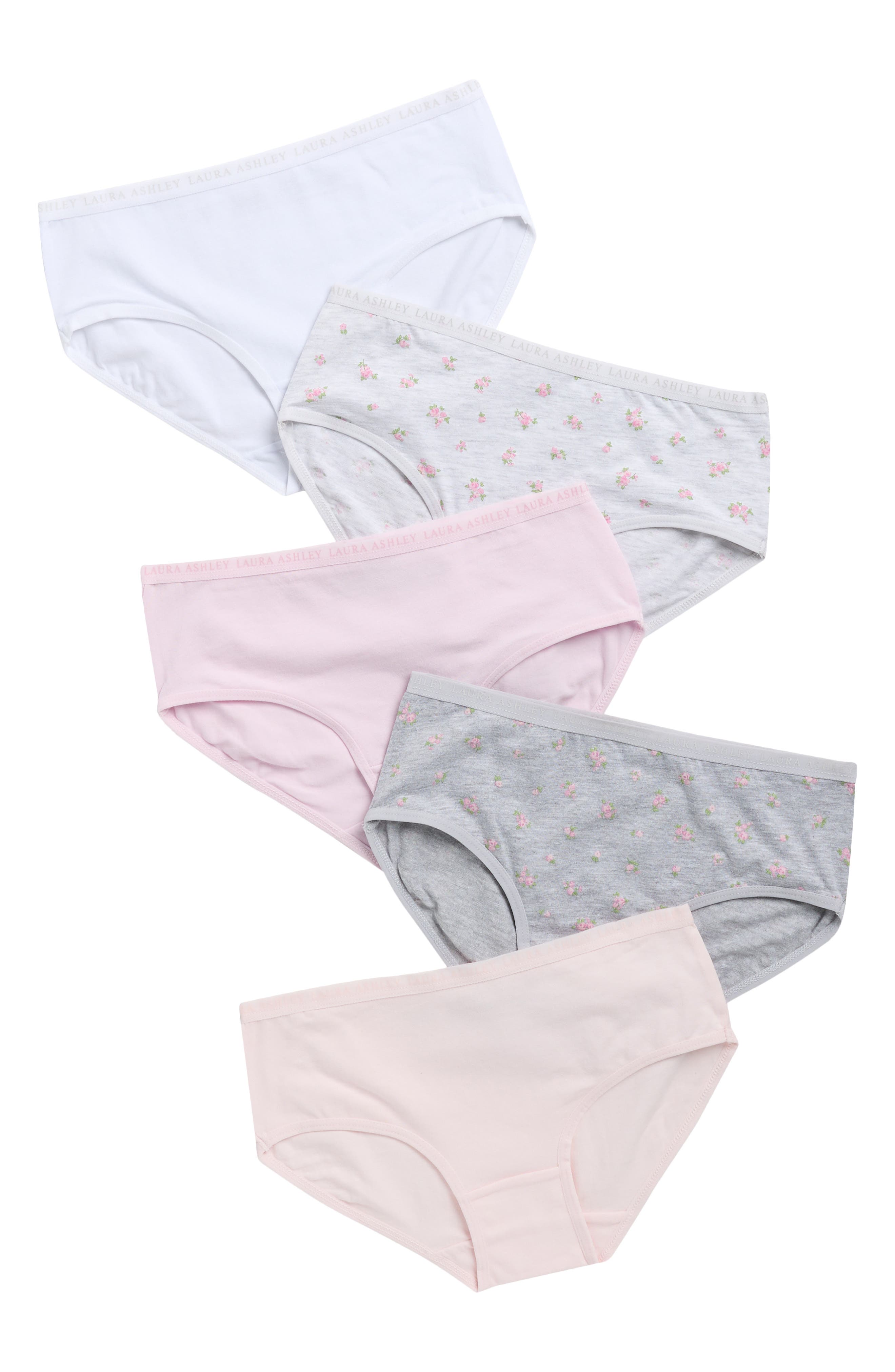 Laura Ashley Kids' 5-Pack Stretch Cotton Bikini Briefs