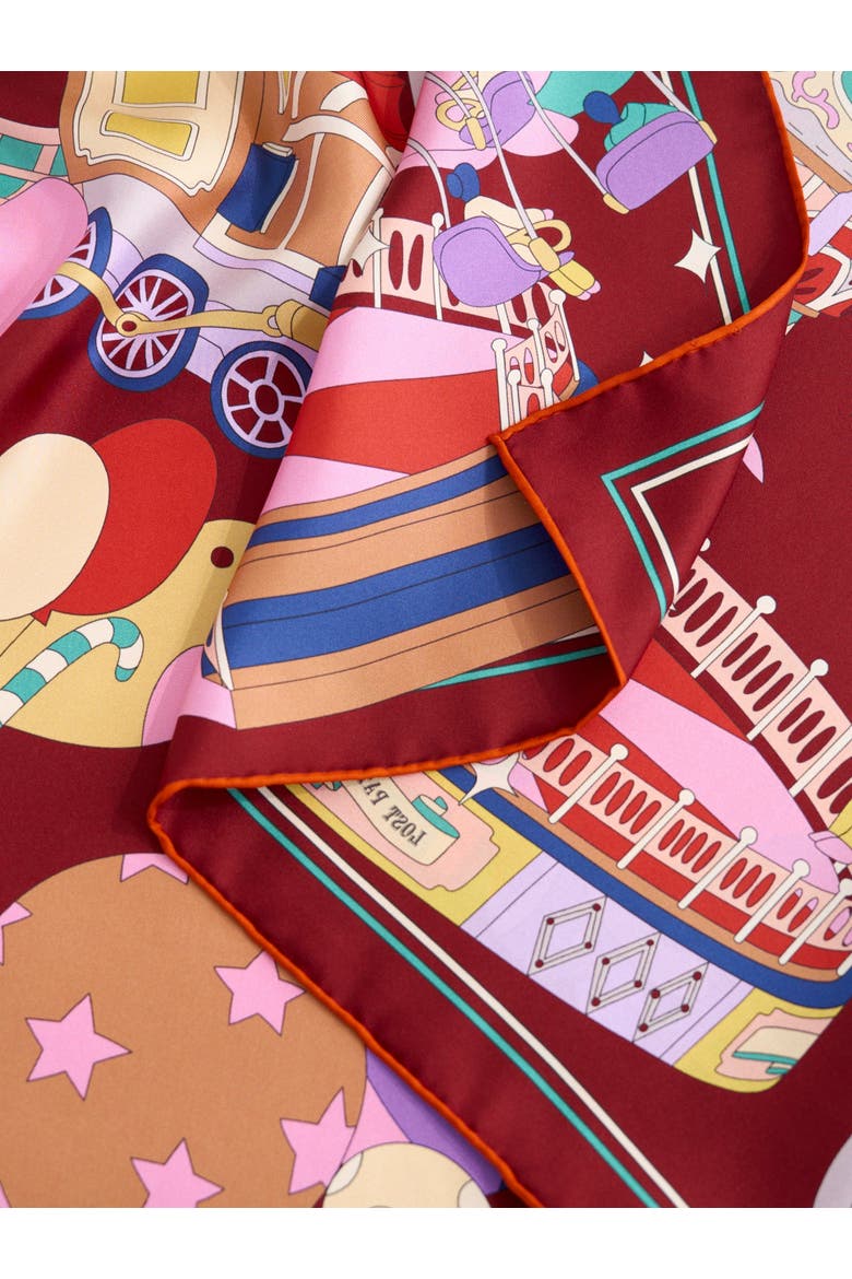 "Pop Pony" Silk Twill Large Silk Scarf, Alternate, color, Burgundy
