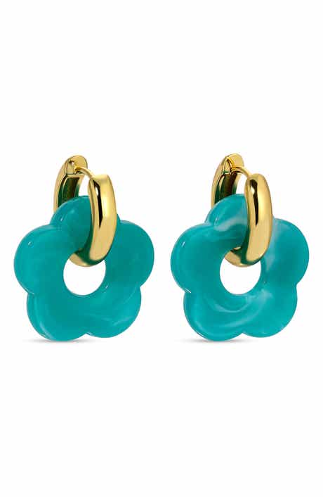 EYE CANDY LOS ANGELES Resin Clover Drop Huggie Hoop Earrings