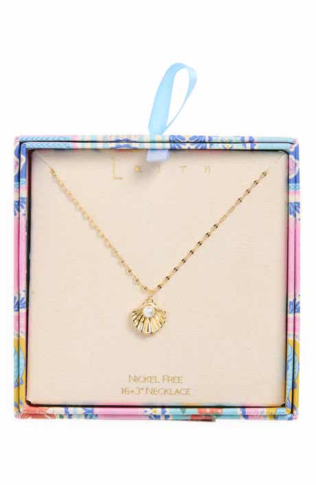 Leith Faux Pearl Shell Pendant Necklace