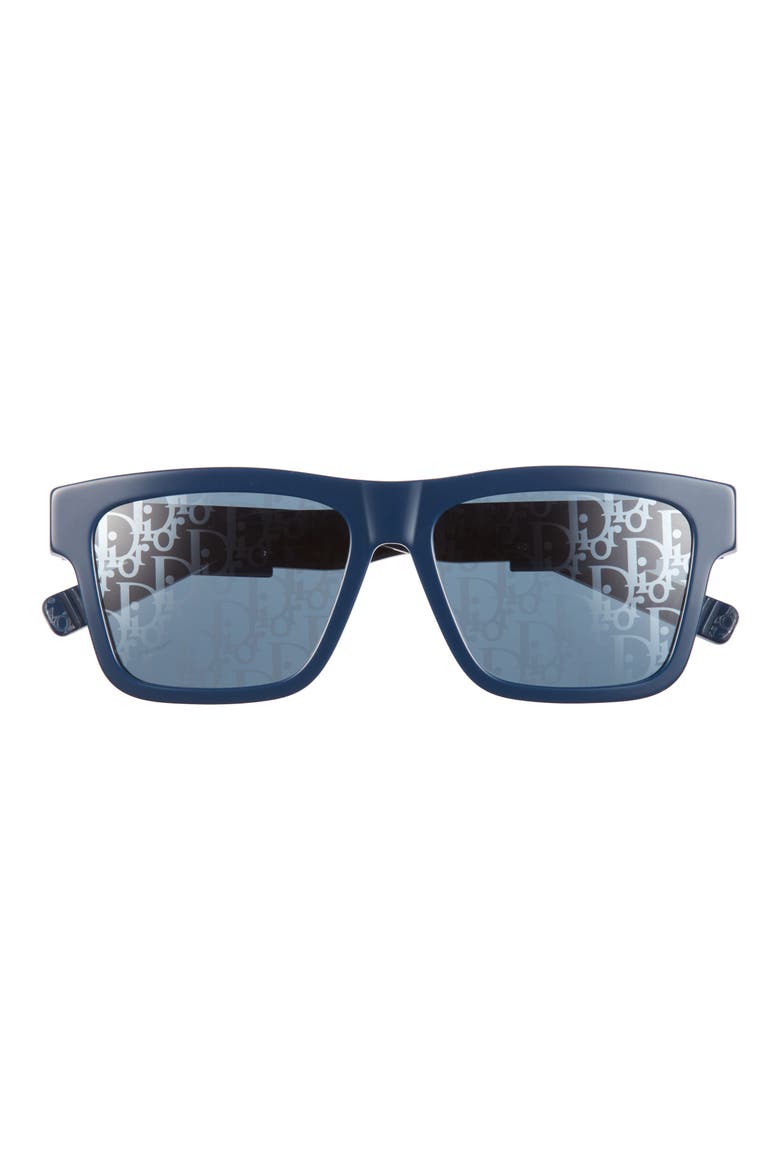 'DiorB23 S4I 56mm Rectangular Sunglasses, Main, color, SHINY BLUE / BLU MIRROR