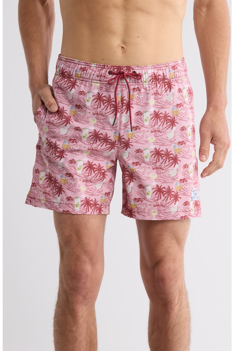 Beach Drink Swim Trunks, Main, color, PINK