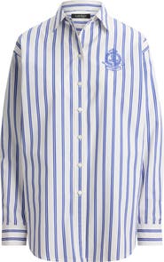 Lauren Ralph Lauren Stripe Cotton Broadcloth Button-Down Shirt