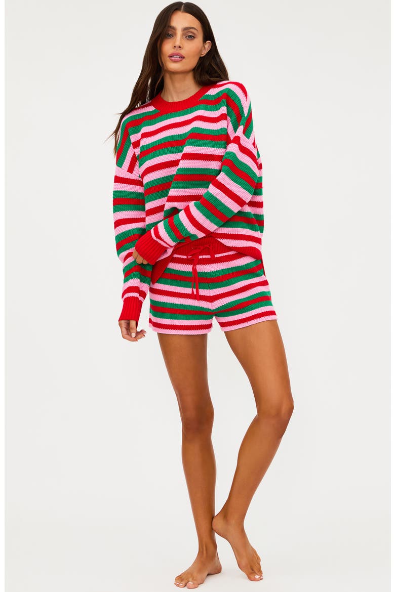 Balboa Stripe Cotton Shorts, Alternate, color, RUBY STRIPE