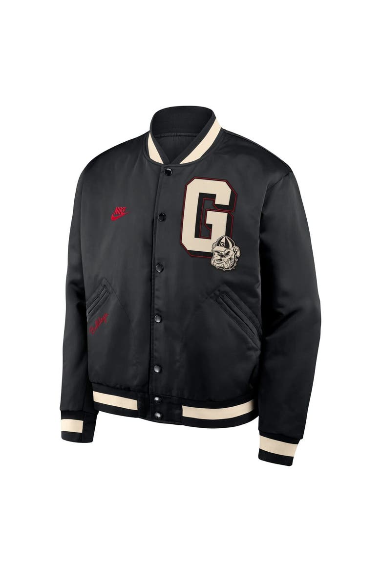 Men's Nike Black Georgia Bulldogs Legacy Full-Snap Bomber Jacket, Alternate, color, Black