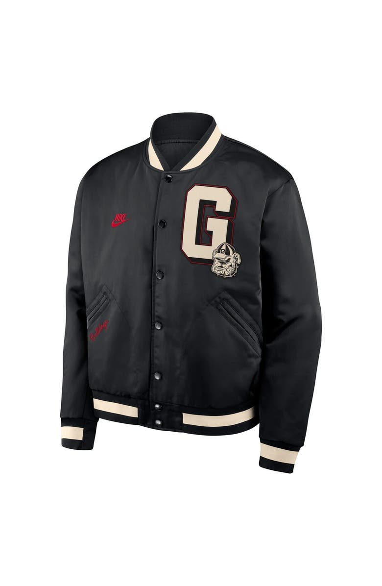 Nike Men's Nike Black Georgia Bulldogs Legacy Full-Snap Bomber Jacket, Alternate, color, Black
