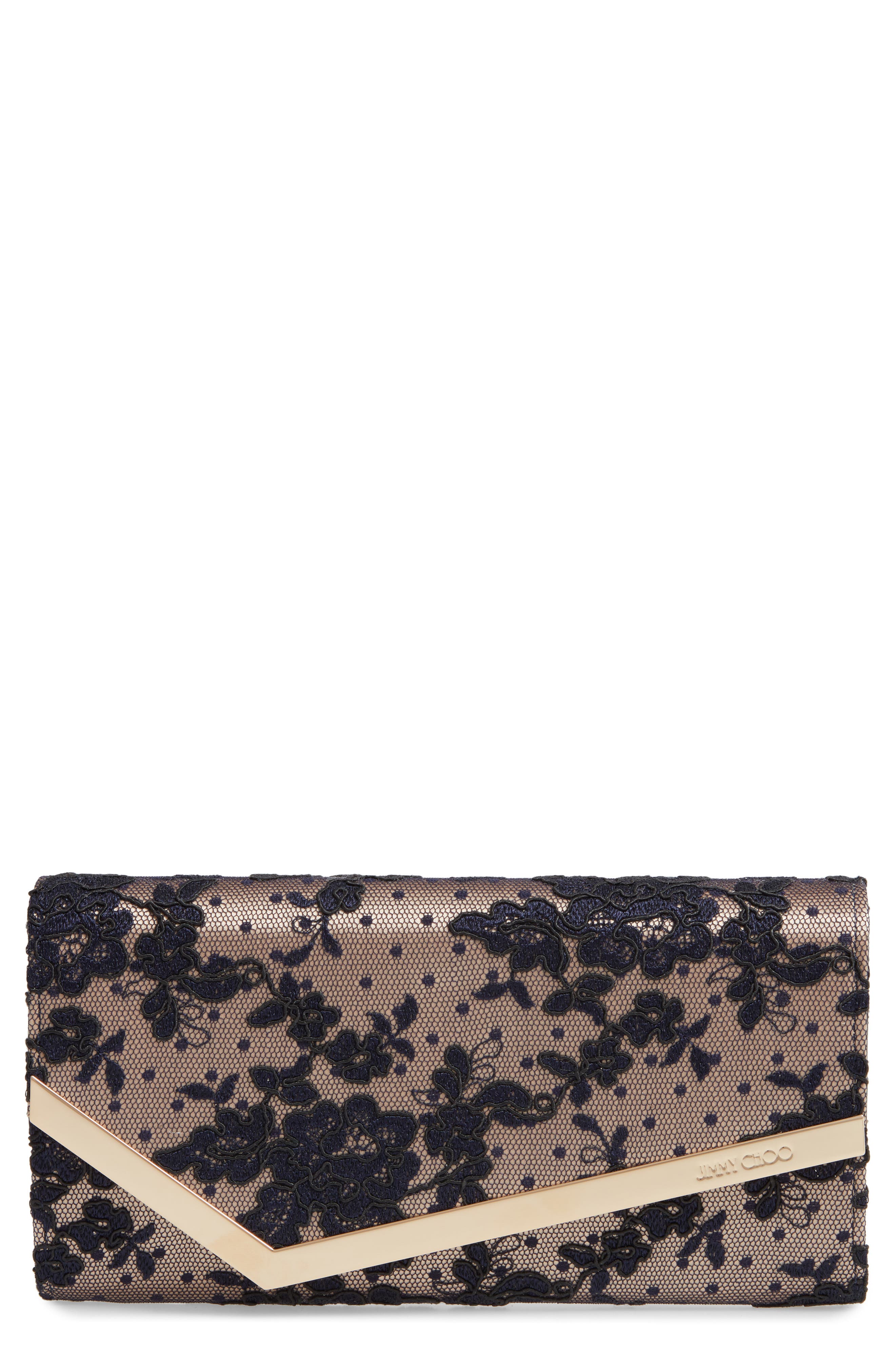 Jimmy Choo Emmie Floral Lace Clutch, Main, color, 