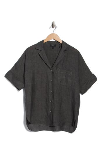 Theory Ralfinn Drape Camp Shirt In Black