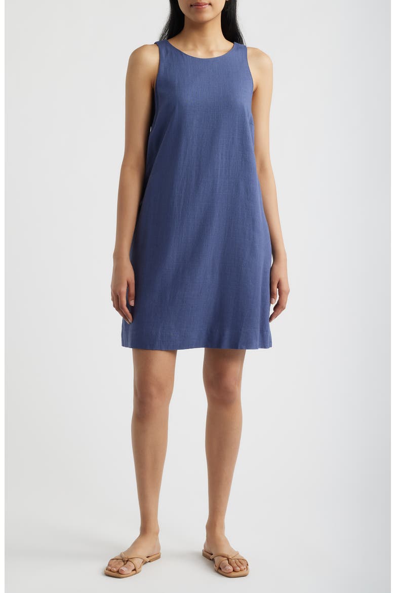 Sleeveless A-Line Dress, Main, color, INDIGO