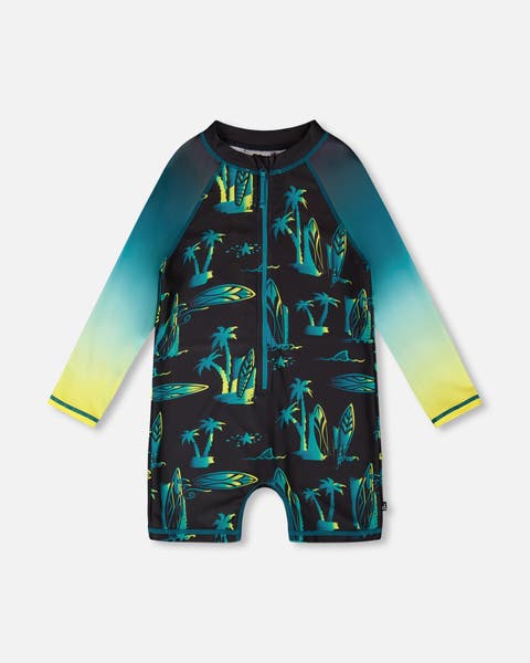 One-Piece Long Sleeve Surf Print Rashguard (Baby)