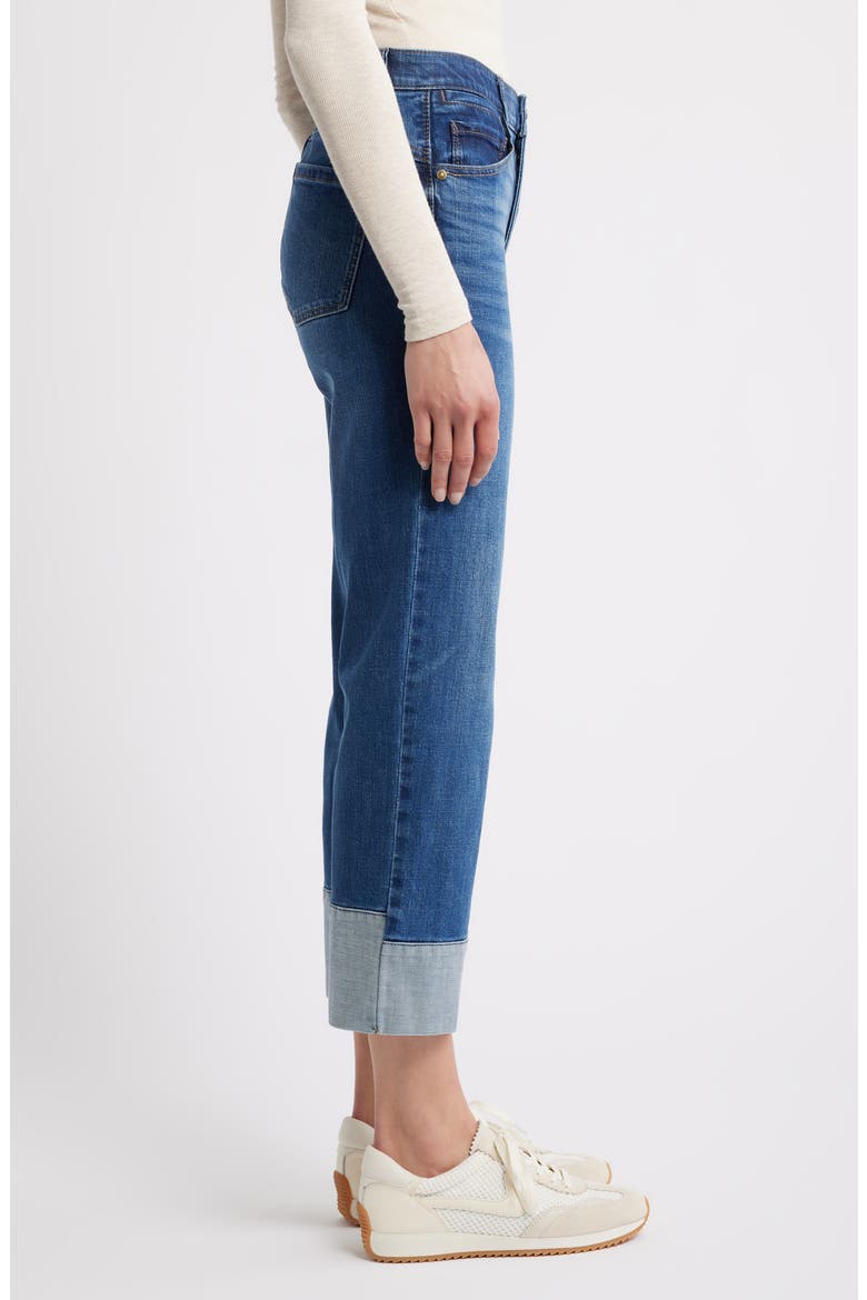 High Waist Cuff Hem Jeans, Alternate, color, BLUE
