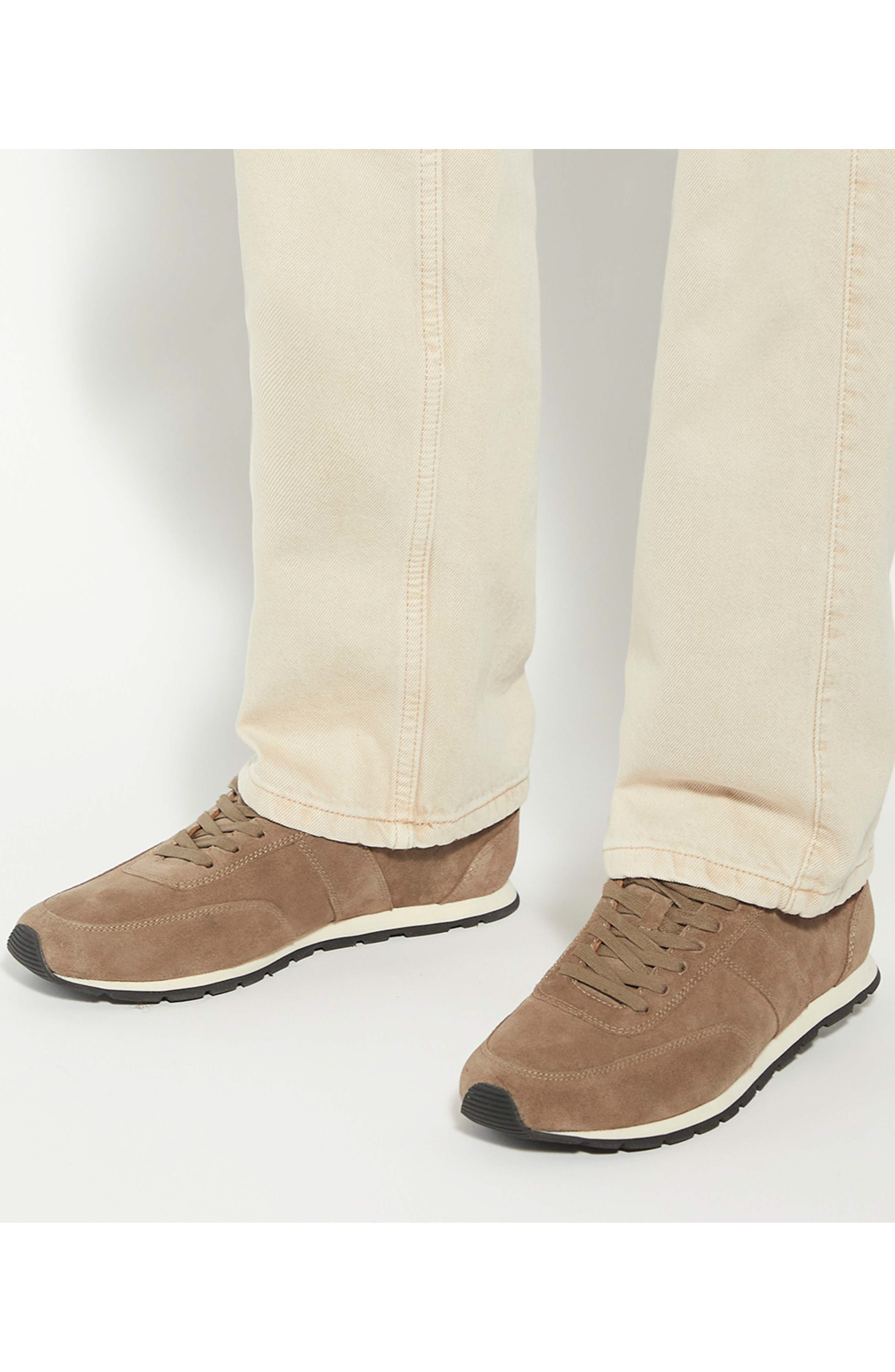 Dune London Treyson Suede Low Top Runner Sneaker, Alternate, color, Taupe